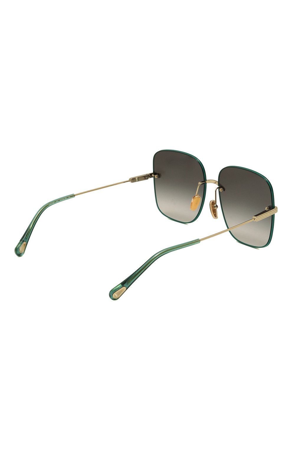 Женские солнцезащитные очки CHLOÉ зеленого цвета, арт. CH0134S 001 | Фото 4 (Тип очков: С/з; Материал: Металл; Очки форма: Квадратные; Оптика Гендер: оптика-женское)
