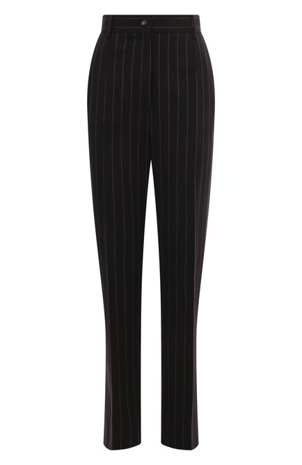 Женские шерстяные брюки DOLCE & GABBANA коричневого цвета, арт. FTAM2T/FRBC2 | Фото 1 (Материал внешний: Шерсть; Драгоценные камни: Проставлено; Длина (брюки, джинсы): Стандартные; Материал сплава: Проставлено)
