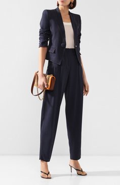 Женский жакет из вискозы GIORGIO ARMANI синего цвета, арт. 0SHGG0EH/T00G8 | Фото 2 (Рукава: Длинные; Случай: Повседневный; Длина (для топов): Стандартные; Региональные ограничения белый список (Axapta Mercury): RU; 1-2-бортные: Однобортные; Материал внешний: Вискоза; Женское Кросс-КТ: Жакет-одежда; Материал подклада: Шелк; Статус проверки: Проверена категория)