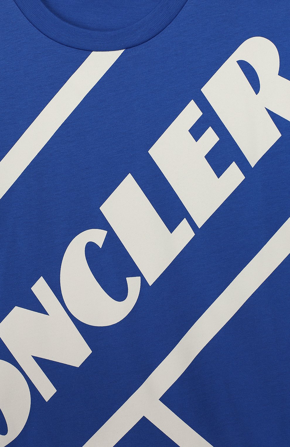 Детская хлопковая футболка MONCLER синего цве�та, арт. F1-954-8C701-20-83907/12-14A | Фото 3 (Рукава: Короткие; Материал внешний: Хлопок; Мальчики Кросс-КТ: Футболка-одежда; Статус проверки: Проверена категория)