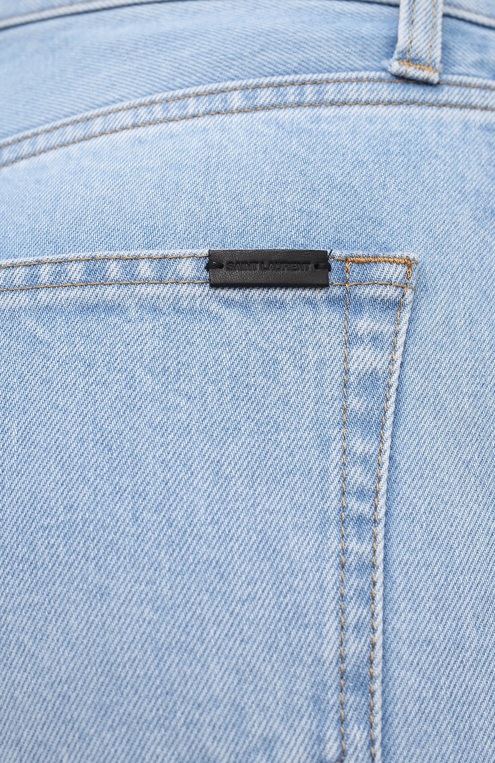 Женские джинсы SAINT LAURENT голубого цвета, арт. 648437/Y35AB | Фото 5 (Кросс-КТ: Деним; Длина (брюки, джинсы): Стандартные; Силуэт Ж (брюки и джинсы): Прямые; Стили: Гранж; Региональные ограничения белый список (Axapta Mercury): RU; Материал внешний: Хлопок)