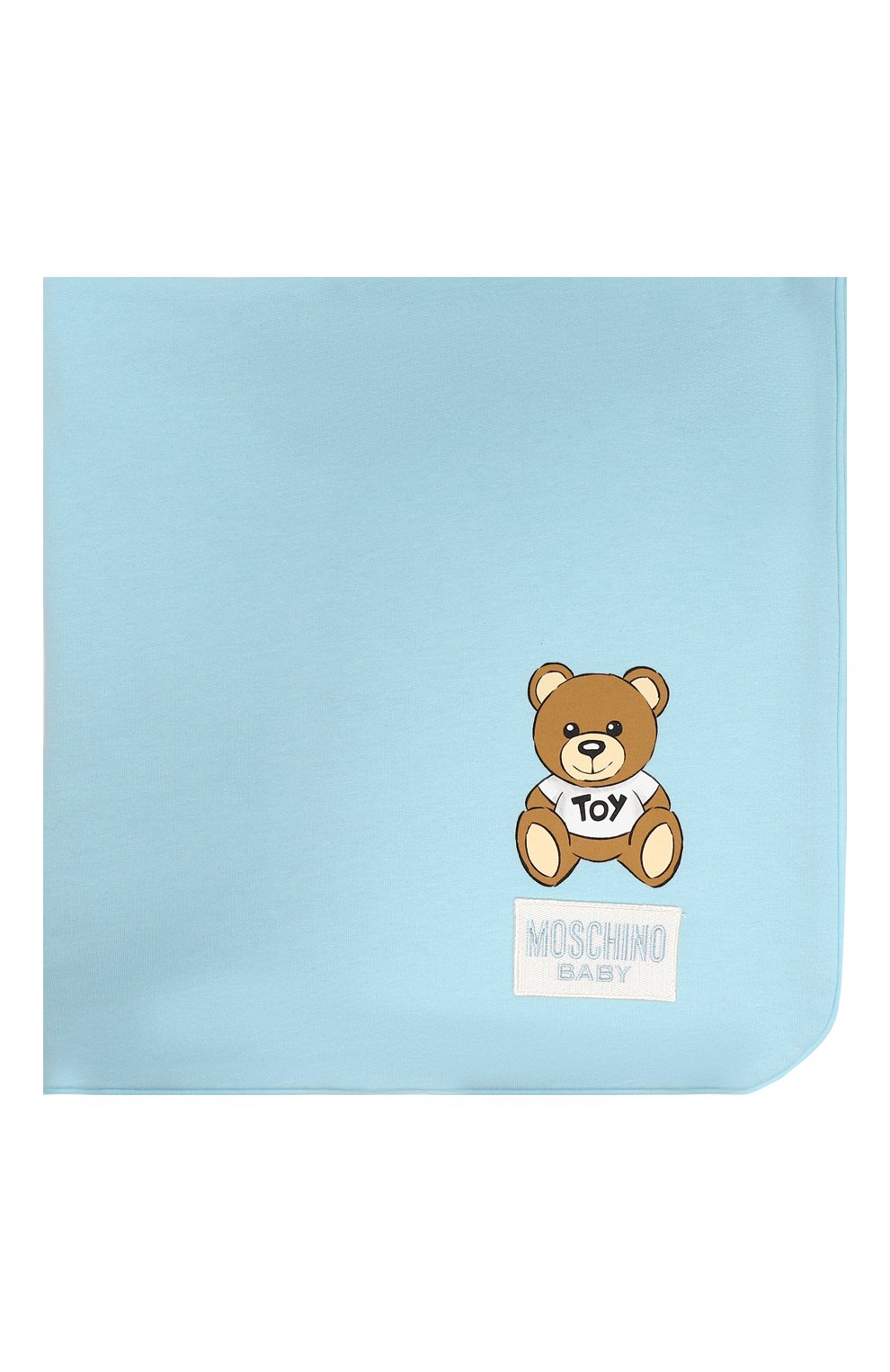Детского хлопковое одеяло MOSCHINO голубого цвета, арт. MXB005/LCB38 | Фото 3 (Материал: Текстиль, Хлопок; Материал сплава: Проставлено; Нос: Не проставлено)