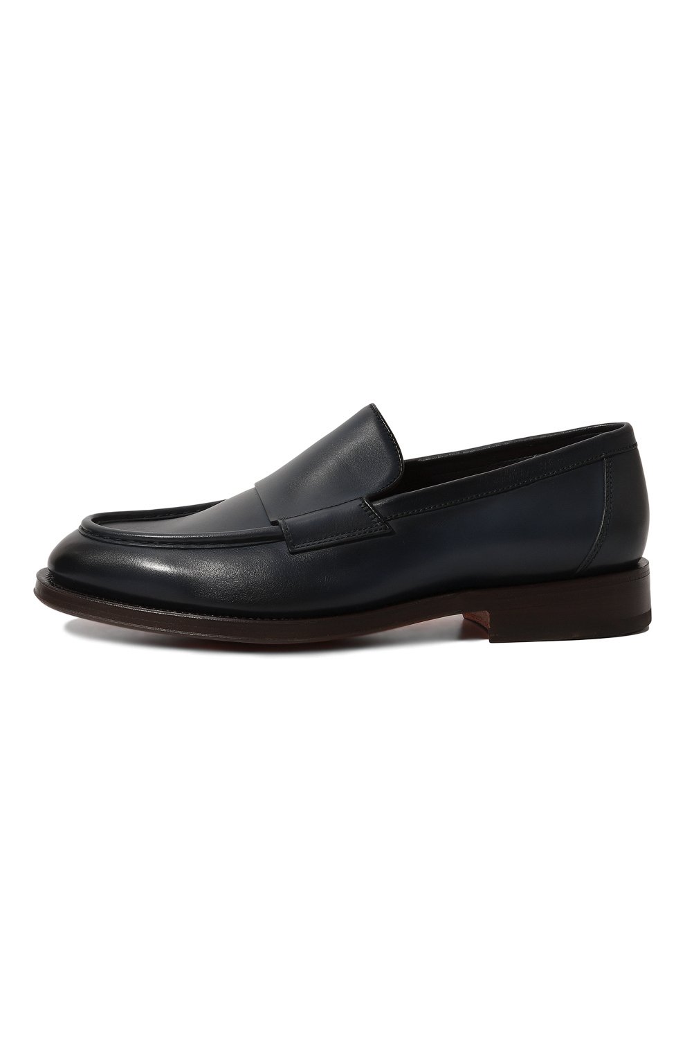 Мужские кожаные лоферы SANTONI темно-синего цвета, арт. MCCG18357PD5SGFRN01 | Фото 4 (Материал внутренний: Натуральная кожа; Стили: Классический)