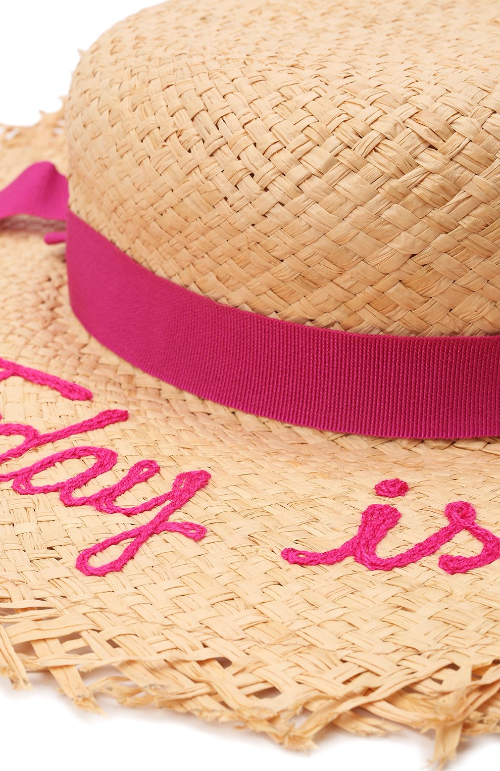 Детская соломе нная шляпа IL TRENINO розового цвета, арт. 22 8026/1G | Фото 3 (Материал сплава: Проставлено; Нос: Не проставлено; Материал: Растительное волокно)