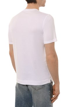 Мужская хлопковая футболка FEDELI белого цвета, арт. 6UEF0103 | Фото 4 (Принт: Без принта; Рукава: Короткие; Длина (для топов): Стандартные; Материал сплава: Проставлено; Материал внешний: Хлопок; Драгоценные камни: Проставлено; Стили: Кэжуэл)