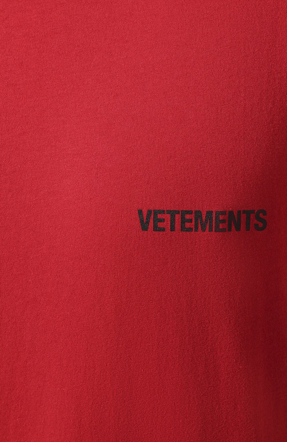 Мужская хлопковая футболка VETEMENTS красного цвета, арт. UAH21TR501 1600/M | Фото 5 (Рукава: Короткие; Длина (для топов): Стандартные; Стили: Гранж; Принт: С принтом; Мужское Кросс-КТ: Футболка-одежда; Материал внешний: Хлопок)