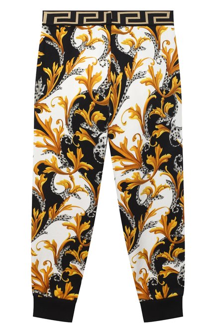 Детские хлопковые джоггеры VERSACE разноцветного цвета, арт. YC000124/A235741/4A-6A | Фото 2 (Материал внешний: Хлопок; Девочки Кросс-КТ: Брюки-одежда, Джоггеры-одежда; Региональные ограничения белый список (Axapta Mercury): RU; Ростовка одежда: 6 лет | 116 см)