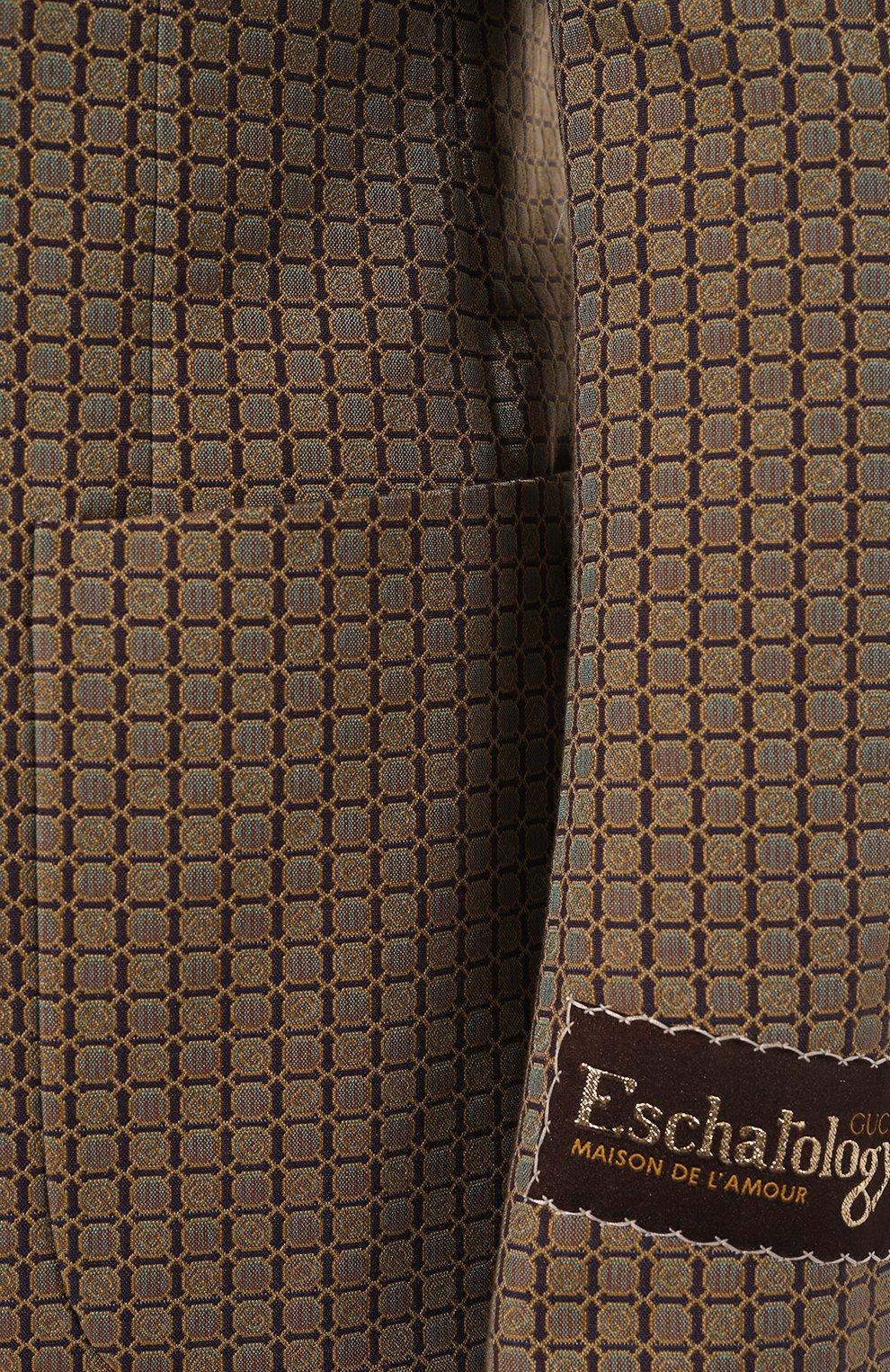 Мужской пиджак GUCCI бежевого цвета, арт. 660189 ZAFWJ | Фото 5 (Рукава: Длинные; Случай: Повседневный; Материал внешний: Синтетический материал, Хлопок; Длина (для топов): Стандартные; 1-2-бортные: Однобортные; Пиджаки М: Приталенный; Стили: Кэжуэл)