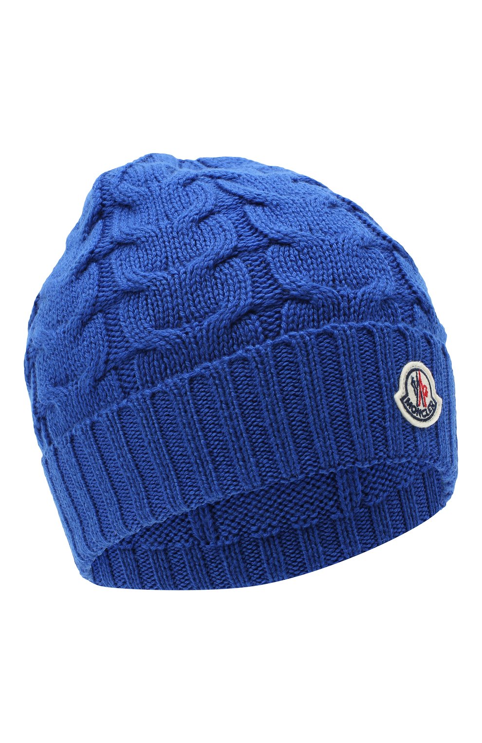 Детского шерстяная шапка MONCLER синего цвета, арт. F2-954-3B715-20-04S02 | Фото 1 (Материал: Текстиль, Шерсть; Региональные ограничения белый список (Axapta Mercury): RU)