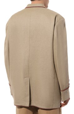Мужской пиджак изо льна и хлопка GUCCI бежевого цвета, арт. 568652 Z8ADE | Фото 4 (Рукава: Длинные; Случай: Повседневный; Длина (для топов): Стандартные; 1-2-бортные: Однобортные; Материал внешний: Лен; Пиджаки М: Прямой; Стили: Кэжуэл)