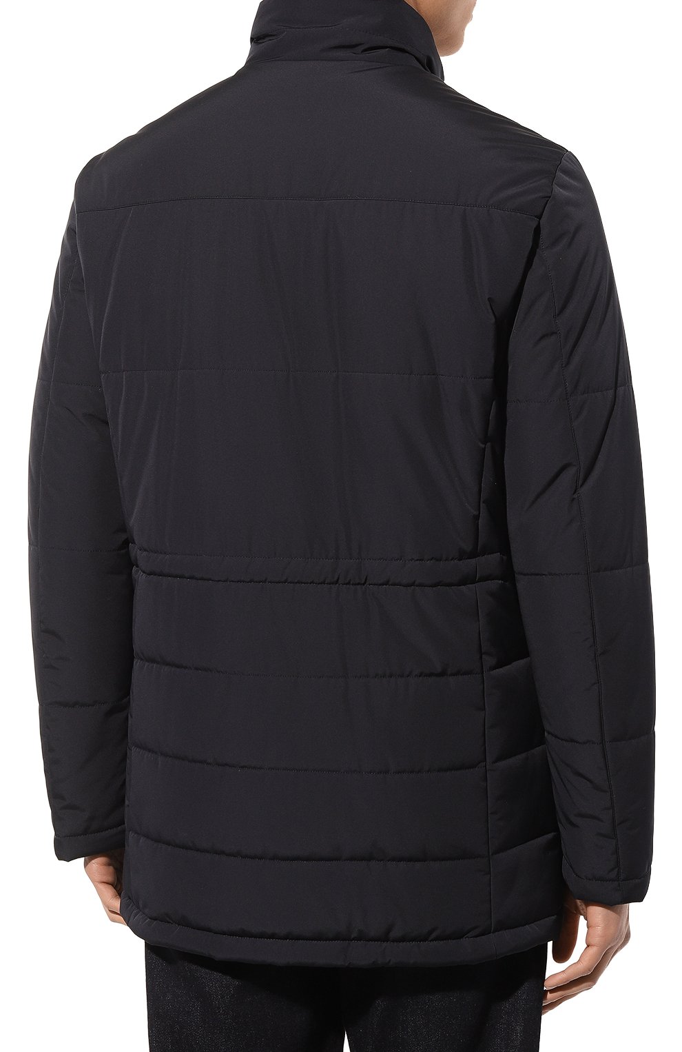 Мужская утепленная куртка CANALI темно-синего цвета, арт. 020363/SG02321 | Фото 4 (Кросс-КТ: Куртка; Рукава: Длинные; Длина (верхняя одежда): До середины бедра; Материал внешний: Синтетический материал; Мужское Кросс-КТ: утепленные куртки; Материал сплава: Проставлено; Драгоценные камни: Проставлено; Материал подклада: Купро; Стили: Кэжуэл)