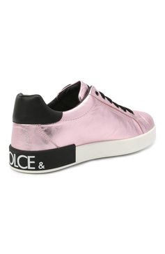 Детские кожаные кеды DOLCE & GABBANA розового цвета, арт. D10806/AN442/29-36 | Фото 3 (Материал внешний: Кожа; Девочки Кросс-КТ: Обувь-низкие; Материал внутренний: Натуральная кожа; Региональные ограничения белый список (Axapta Mercury): RU; Материал сплава: Проставлено; Нос: Не проставлено; Длина стельки: 18,1, 18,7, 19,4, 20,1, 20,7, 21,4, 22,1, 22,7)