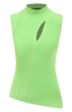 Женский топ из вискозы VERSACE зеленого цвета, арт. 1011206/1A07953 | Фото 1 (Стили: Гламурный; Длина (для топов): Стандартные; Кросс-КТ: Трикотаж; Материал сплава: Проставлено; Материал внешний: Вискоза; Рукава: Без рукавов; Драгоценные камни: Проставлено)