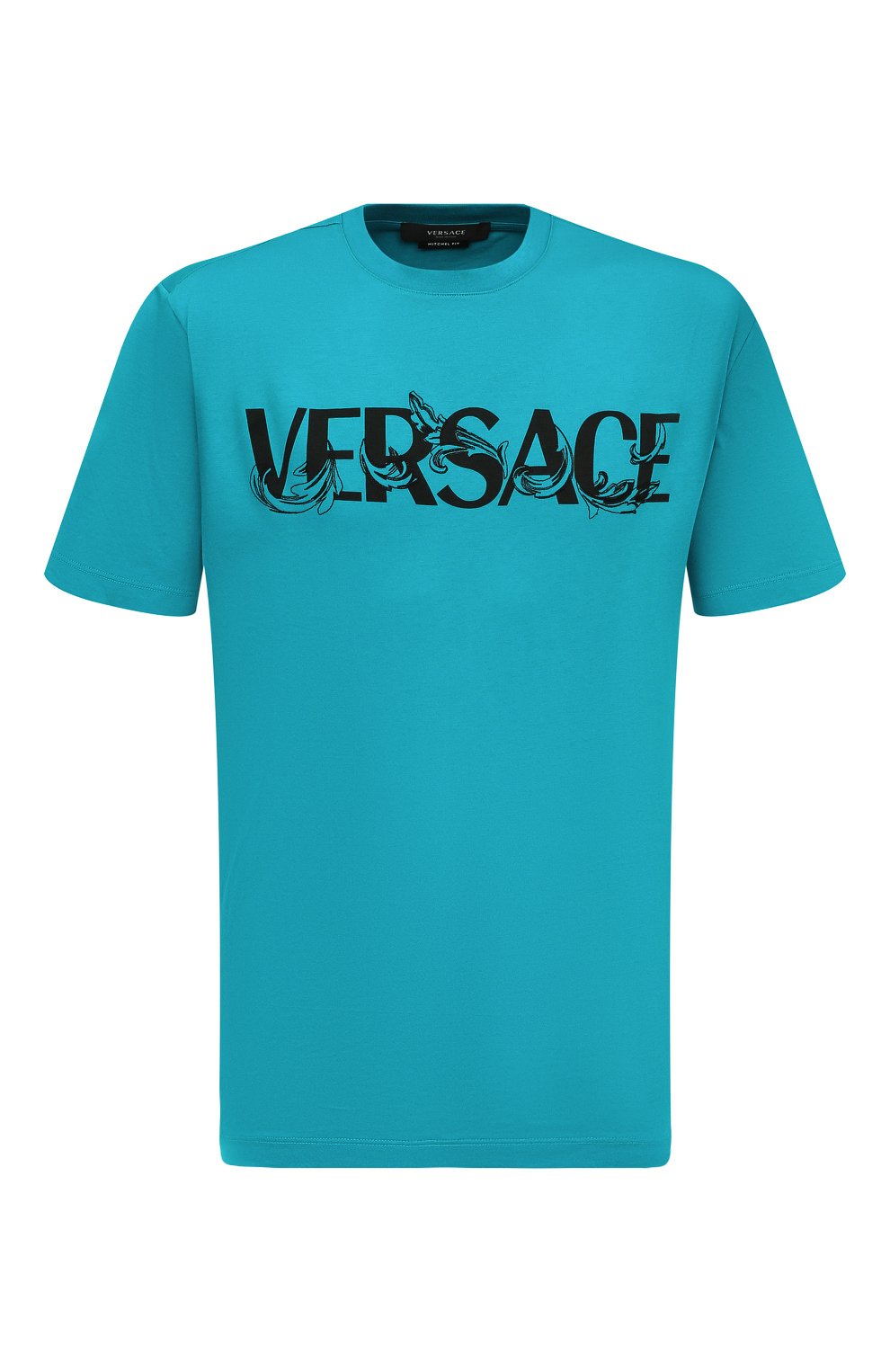 Хлопковая футболка Versace Голубой 1006974_1A04949 6037196