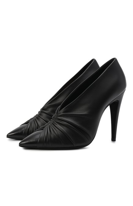 Женские кожаные туфли indya SAINT LAURENT черного цвета, арт. 674887/AAABZ | Фото 1 (Каблук высота: Высокий; Материал внутренний: Натуральная кожа; Подошва: Плоская; Материал внешний: Кожа; Каблук тип: Шпилька)