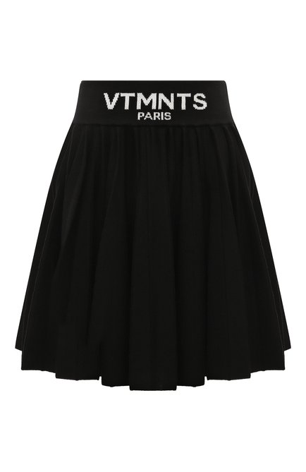 Женская шерстяная юбка VTMNTS черного цвета, арт. VL20KN340B | Фото 1 (Длина Ж (юбки, платья, шорты): Мини; Материал сплава: Проставлено; Драгоценные камни: Проставлено; Материал внешний: Шерсть)