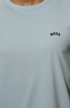 Мужская хлопковая футболка BOSS голубого цвета, арт. 50469062 | Фото 5 (Принт: Без принта; Рукава: Короткие; Длина (для топов): Стандартные; Материал внешний: Хлопок; Стили: Кэжуэл)