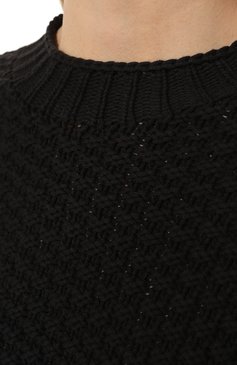Женский хлопковый свитер EMPORIO ARMANI черного цвета, арт. 3R2MW6/2M14Z | Фото 5 (Женское Кросс-КТ: Свитер-одежда; Материал сплава: Проставлено; Материал внешний: Хлопок; Драгоценные камни: Проставлено; Стили: Кэжуэл)