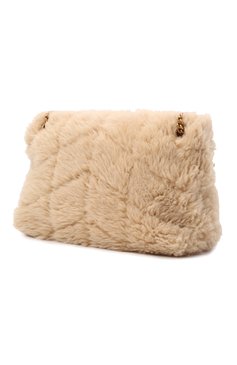 Женская сумка puffer small SAINT LAURENT бежевого цвета, арт. 577476/28B17 | Фото 4 (Материал: Натуральный мех; Сумки-технические: Сумки через плечо; Ремень/цепочка: На ремешке; Размер: small)