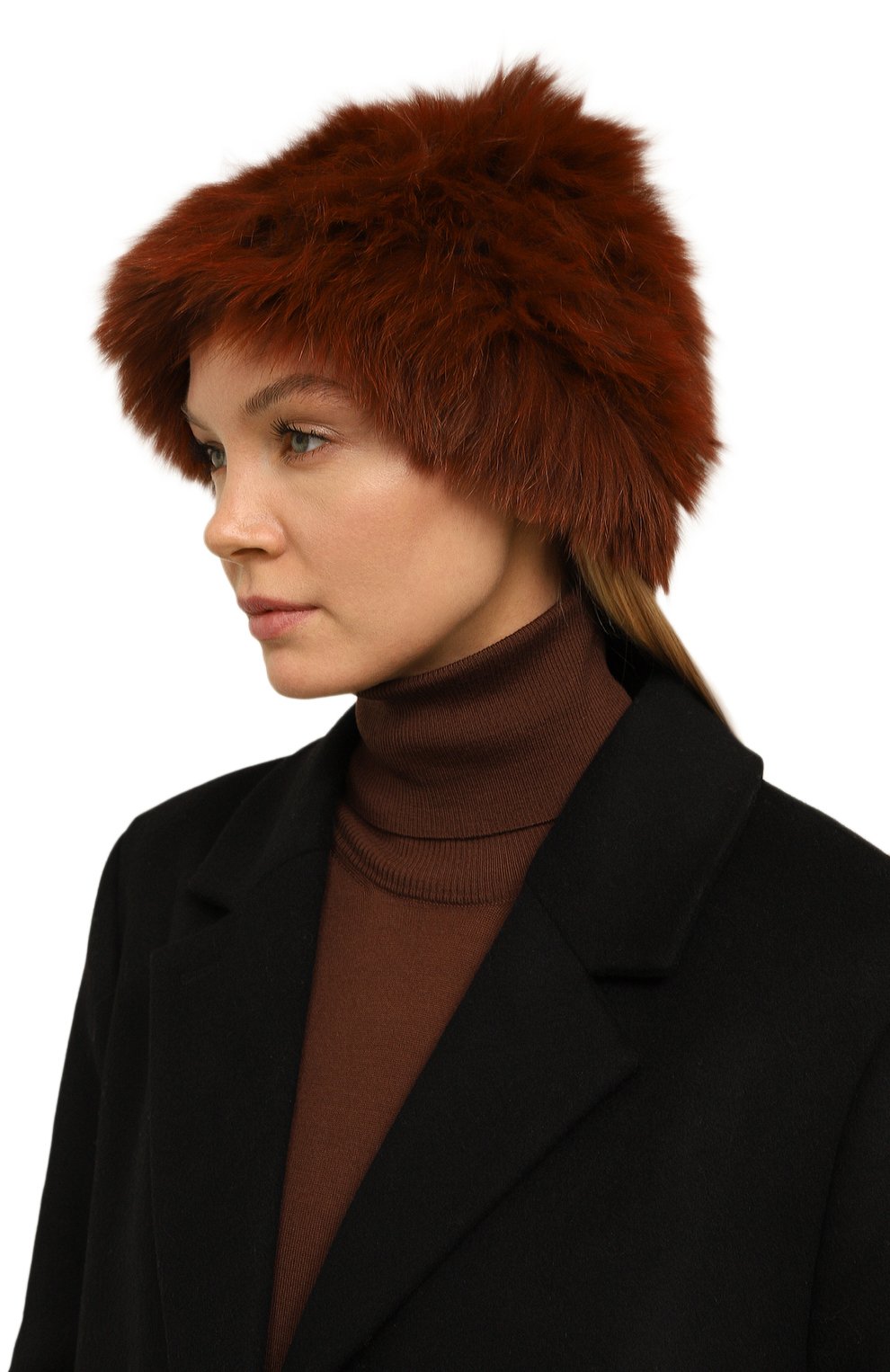 Женская шапка из меха песца YVES SALOMON коричневого цвета, арт. 23WAA118XXKRDX | Фото 2 (Материал сплава: Проставлено; Нос: Не проставлено)