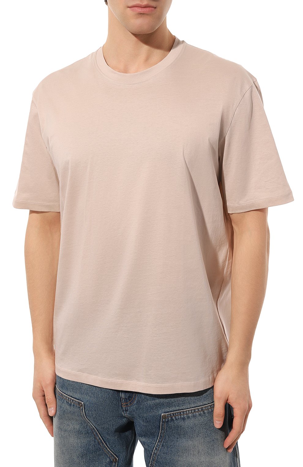 Мужская хлопковая футболка LIMITATO бежевого цвета, арт. 0RGANIC/T-SHIRT | Фото 3 (Принт: Без принта; Рукава: Короткие; Длина (для топов): Стандартные; Материал внешний: Хлопок; Стили: Кэжуэл)