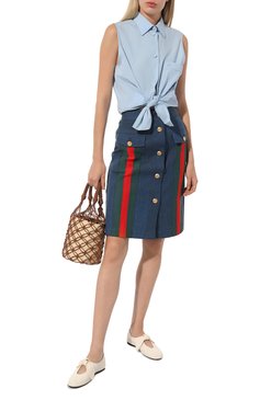 Женская юбка GUCCI разноцветного цвета, арт. 573410 XDAOJ | Фото 2 (Женское Кросс-КТ: Юбка-одежда; Материал сплава: Проставлено; Материал внешний: Хлопок; Длина Ж (юбки, платья, шорты): До колена; Драгоценные камни: Проставлено; Стили: Кэжуэл)
