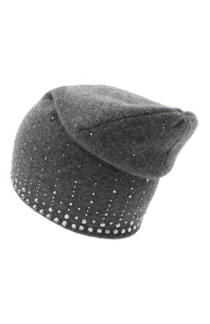 Женская кашемировая шапка WILLIAM SHARP темно-серого цвета, арт. HT 19-52 | Фото 2 (Материал: Шерсть, Кашемир, Текстиль)