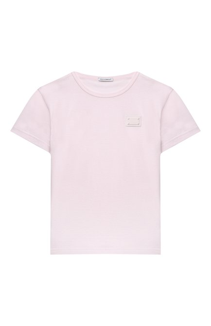 Детская хлопковая футболка DOLCE & GABBANA светло-розового цвета по цене 15150 руб., арт. L4JT7T/G70LK/8-14 | Фото 1