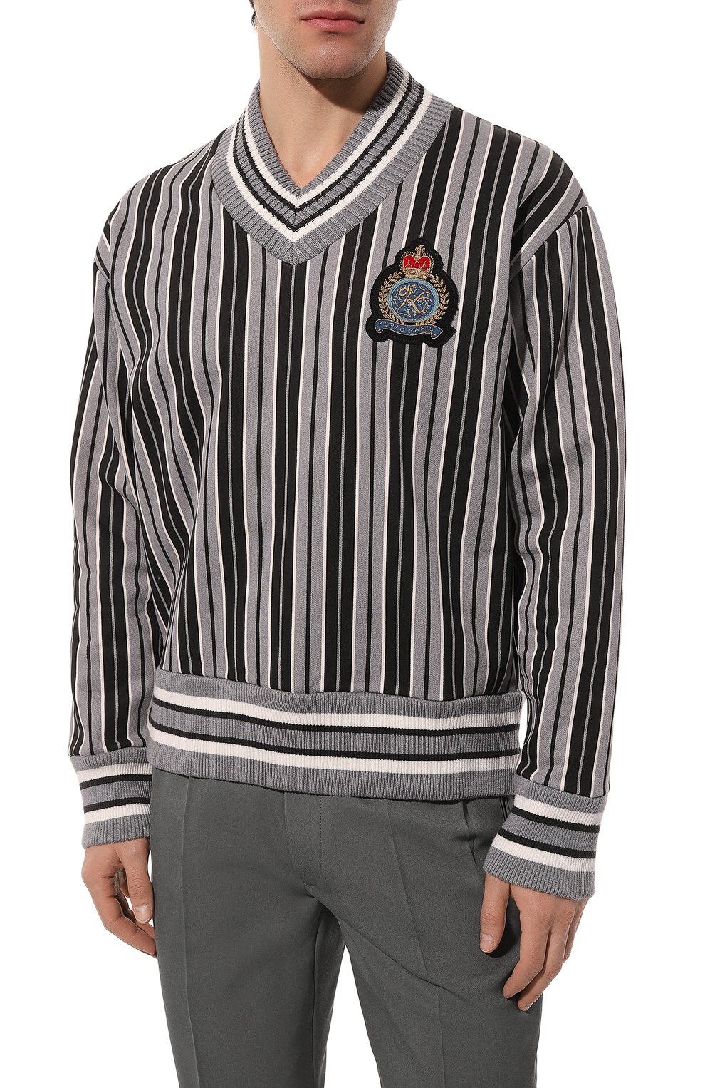 Хлопковый пуловер Kenzo FC65SW4314MC/96, цвет серый, размер 48 FC65SW4314MC/96 - фото 3