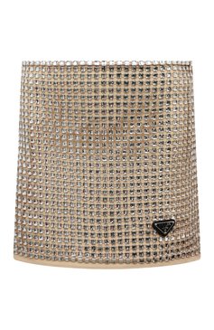 Женская юбка с отделкой пайетками PRADA серебряного цвета, арт. P109TR-1ZCN-F0518-212 | Фото 1 (Стили: Гламурный; Длина Ж (юбки, платья, шорты): Мини; Материал внешний: Синтетический материал; Женское Кросс-КТ: Юбка-одежда)