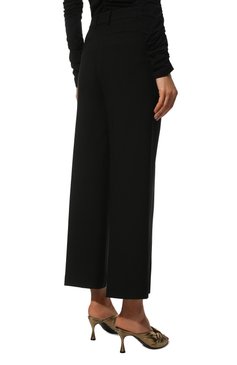 Женские брюки из шерсти и шелка VALENTINO черного цвета, арт. WB3RB4F01CF | Фото 4 (Силуэт Ж (брюки и джинсы): Широкие; Материал внешний: Шерсть, Шелк; Длина (брюки, джинсы): Стандартные; Женское Кросс-КТ: Брюки-одежда; Материал сплава: Проставлено; Драгоценные камни: Проставлено; Стили: Кэжуэл)