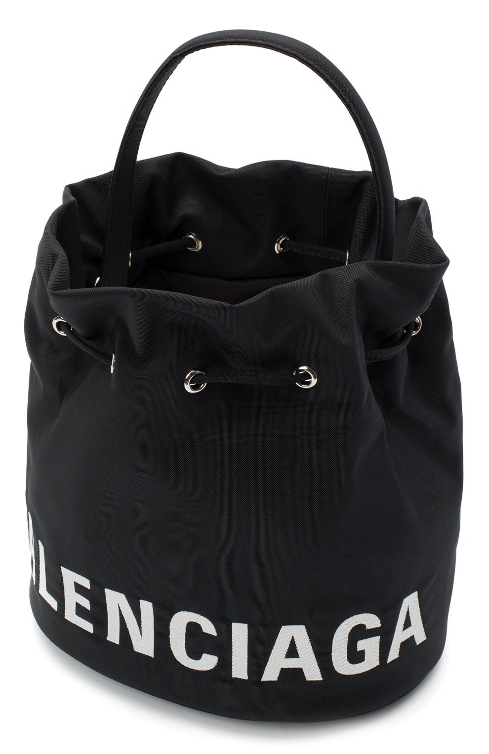 BALENCIAGA: Wheel Drawst bag with logo - Black  Balenciaga shoulder bag  619459 H852N online at