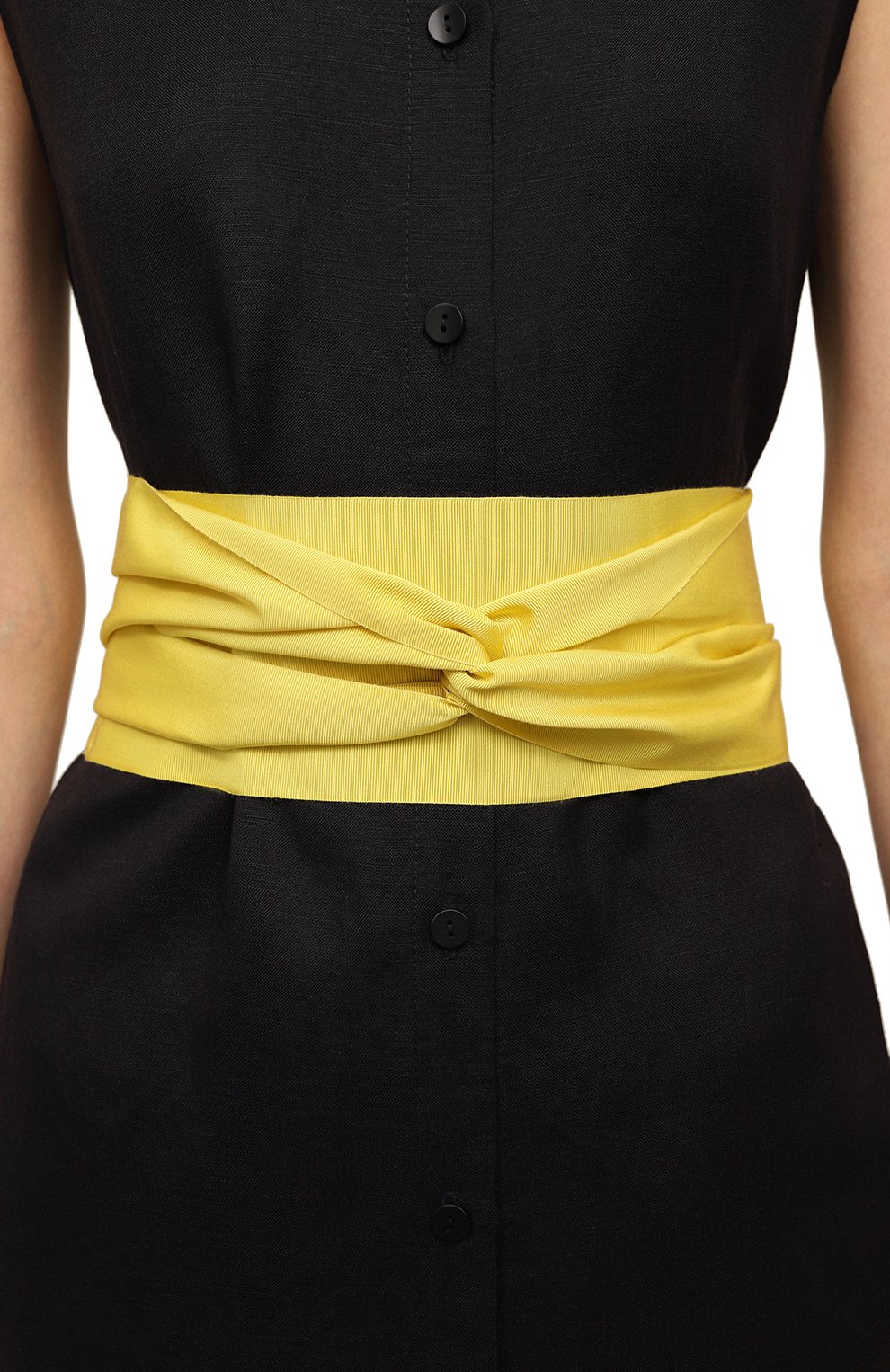 Женский текстильный пояс SARA ROKA желтого цвета, арт. S1X7519/S456219 | Фото 2 (Материал: Текстиль; Кросс-КТ: Широкие; Материал сплава: Проставлено; Нос: Не проставлено)