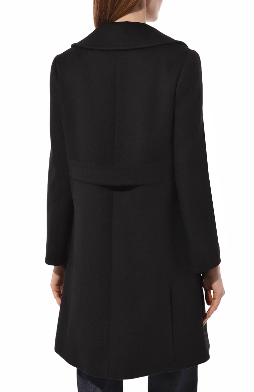 Женское шерстяное пальто GUCCI черного цвета, арт. 626300 ZHW03 | Фото 4 (Стили: Ретро; Рукава: Длинные; Длина (верхняя одежда): До середины бедра; 1-2-бортные: Однобортные)