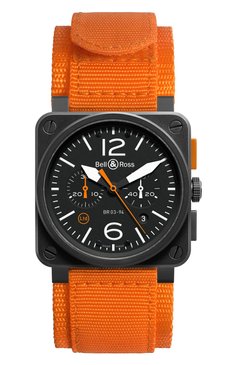 Мужские часы carbon orange BELL&ROSS бесцветного цвета, арт. BR0394-O-CA | Фото 1 (Механизм: Автомат; Материал корпуса: Сталь; Цвет циферблата: Чёрный)