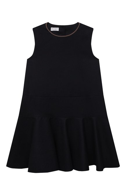 Детское шерстяное платье BRUNELLO CUCINELLI темно-синего цвета по цене 87950 руб., арт. BB034A265B | Фото 1