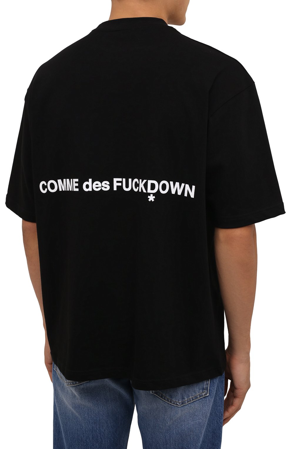 Мужская хлопковая футболка COMME DES FUCKDOWN черного цвета, арт. CDFU1242 | Фото 4 (Длина (для топов): Стандартные; Принт: С принтом; Материал внешний: Хлопок; Стили: Спорт-шик; Рукава: 3/4)