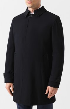 Мужской шерстяной плащ ERMENEGILDO ZEGNA темно-синего цвета, арт. URT23/R300 | Фото 3 (Мужское Кросс-КТ: Плащ-верхняя одежда, Верхняя одежда; Материал внешний: Шерсть; Рукава: Длинные; Big photo: Big photo; Длина (верхняя одежда): До середины бедра; Материал сплава: Проставлено; Стили: Классический; Ювелирные украшения: Назначено; Драгоценные камни: Проставлено; Материал подклада: Вискоза; Статус проверки: Проверена категория)