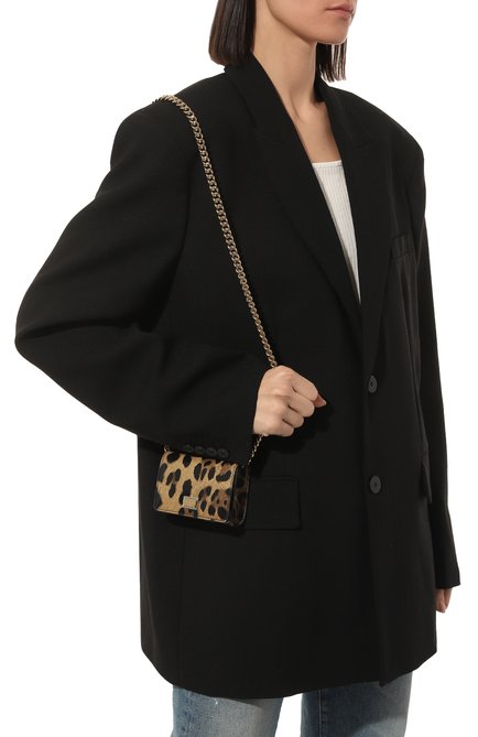 Женская сумка DOLCE & GABBANA леопардового цвета, арт. BI3258/AM568 | Фото 2 (Материал: Натуральная кожа; Размер: mini; Сумки-технические: Сумки через плечо; Ремень/цепочка: На ремешке)