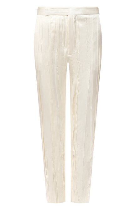 Женские шелковые брюки SAINT LAURENT белого цвета по цене 241500 руб., арт. 611919/Y2A31 | Фото 1