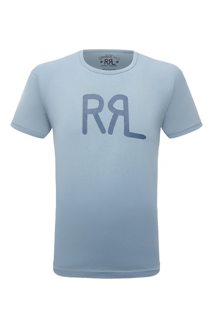 Мужская хлопковая футболка RRL голубого цвета по цене 14200 руб., арт. 782813037 | Фото 1