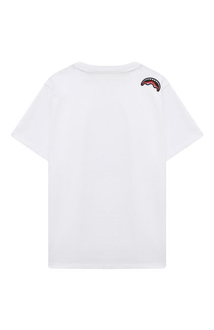 Детская хлопковая футболка SPRAYGROUND белого цвета, арт. SPY925WHT | Фото 2 (Материал сплава: Проставлено; Драгоценные камни: Проставлено; Рукава: Короткие)