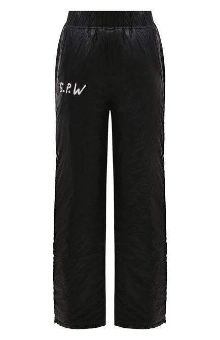 Женские брюки 5PREVIEW черного цвета, арт. 5PWFA23048. | Фото 1 (Материал внешний: Синтетический материал; Длина (брюки, джинсы): Стандартные; Материал сплав а: Проставлено; Драгоценные камни: Проставлено)
