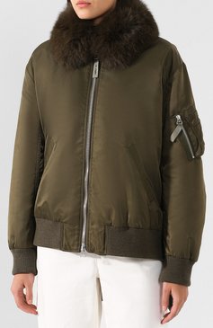Женская куртка с меховым воротником YS ARMY PARIS хаки цвета, арт. 9EFV06181NB6X | Фото 3 (�Кросс-КТ: Куртка; Женское Кросс-КТ: Мех, Пуховик-куртка; Рукава: Длинные; Материал внутренний: Не назначено; Материал утеплителя: Натуральный мех; Материал внешний: Синтетический материал; Материал сплава: Проставлено; Драгоценные камни: Проставлено; Длина (верхняя одежда): Короткие; Статус проверки: Проверена категория)