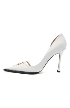 Женские кожаные туфли N21 белого цвета, арт. 21ECS0NV11102/PUMP | Фото 3 (Каблук высота: Высокий; Материал внутренний: Натуральная кожа; Каблук тип: Шпилька; Подошва: Плоская)