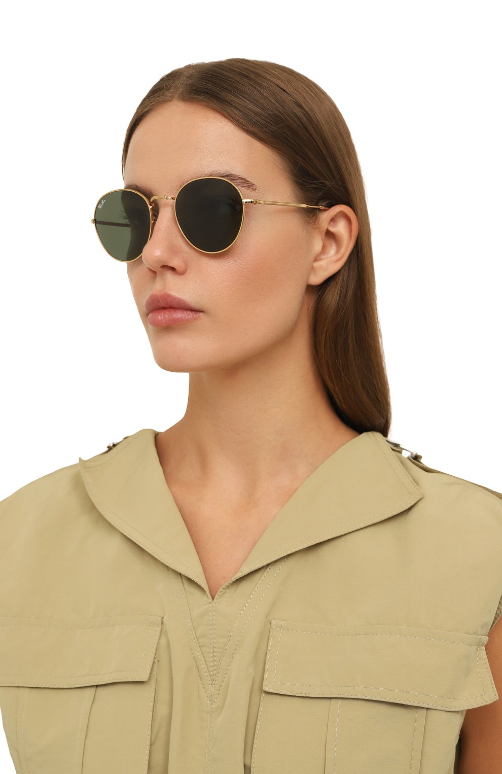 Женские солнцезащитные очки RAY-BAN зеленого цвета, арт. 3582-001/31 | Фото 2 (Кросс-КТ: С/з-унисекс; Тип очков: С/з; Очки форма: Круглые; Оптика Гендер: оптика-унисекс)