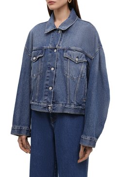 Женская джинсовая куртка ACNE STUDIOS голубого цвета, арт. A90390 | Фото 3 (Кросс-КТ: Куртка, Деним; Рукава: Длинные; Материал сплава: Проставлено; Материал внешний: Хлопок, Деним; Драгоценные камни: Проставлено; Длина (верхняя одежда): Короткие; Стили: Кэжуэл)