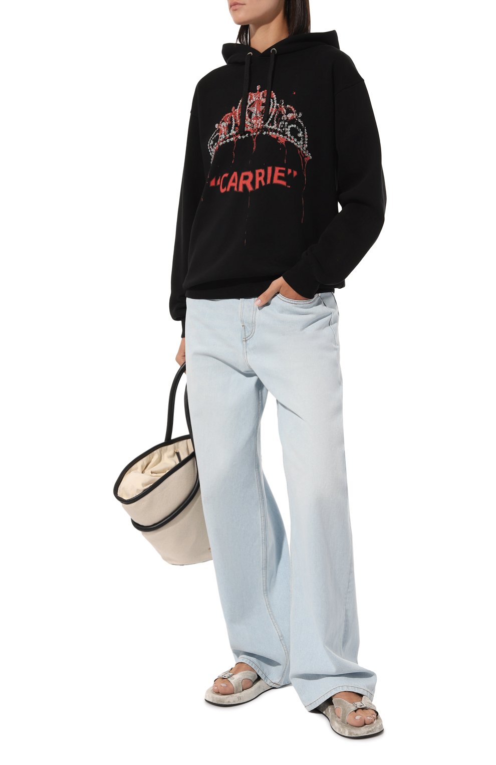 Женский хлопковое худи jw anderson x carrie JW ANDERSON черного цвета, арт. JW0059PG1078 | Фото 2 (Рукава: Длинные; Длина (для топов): Стандартные; Материал сплава: Проставлено; Материал внешний: Хлопок; Стили: Спорт-шик; Женское Кросс-КТ: Худи-одежда; Драгоценные камни: Проставлено)