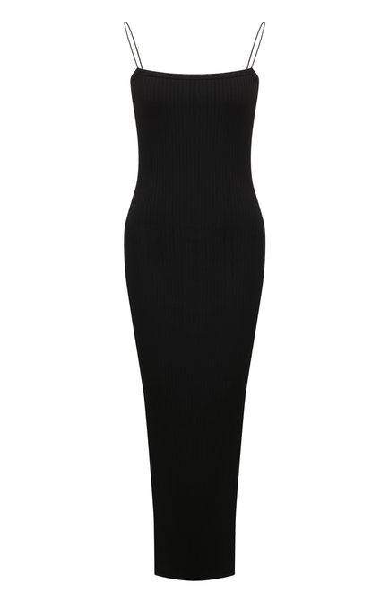 Женское хлопковое платье HELMUT LANG черного цвета, арт. N04HW605 | Фото 1 (Драгоценные камни: Проставлено; Длина Ж (юбки, платья, шорты): Миди; Материал внешний: Хлопок; Материал сплава: Проставлено)
