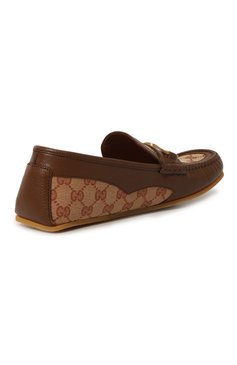 Мужские комбинированные мокасины GUCCI бежевого цвета, арт. 655519 1X020 | Фото 5 (Материал внешний: Текстиль; Материал внутренний: Натуральная кожа; Стили: Кэжуэл)